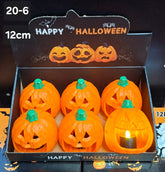 Set 6 Dovleci Halloween cu LED, 12 cm – Decorațiuni Luminate
